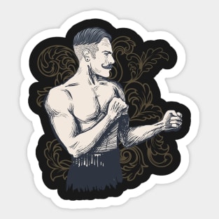 Old Vintage Hipster Bare Knuckle Fighter Sticker